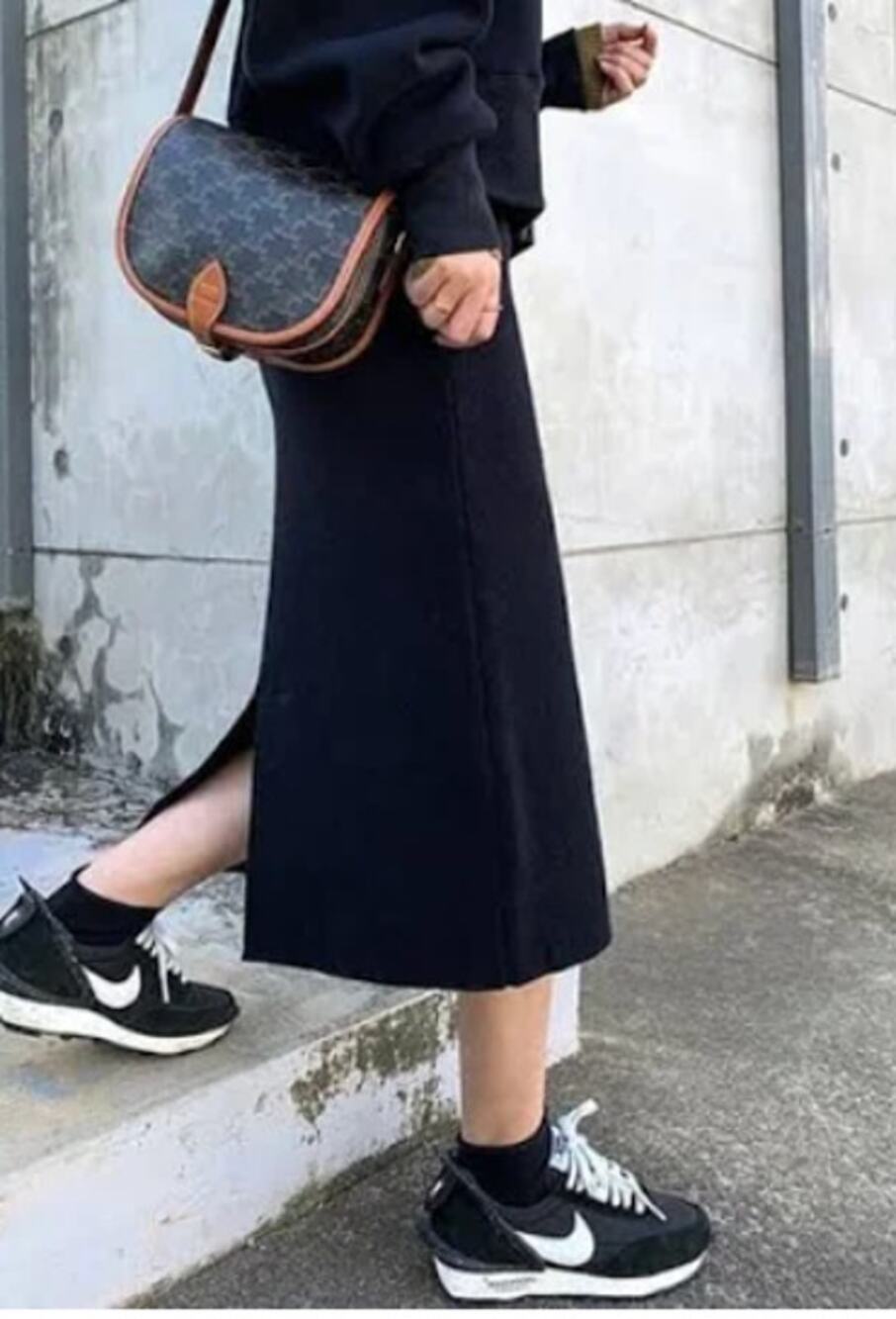 Napa Valley Vintage Black Midi Skirt Back Slit & Pockets size 14